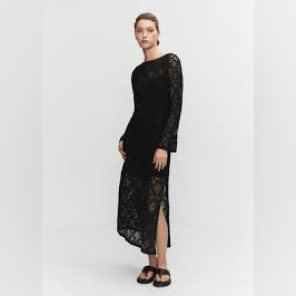 MANGO Geometric-pattern openwork dress NWT Small